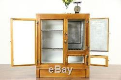 Maple 1900 Antique Kitchen Pantry Icebox, Original Brass Hardware