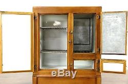 Maple 1900 Antique Kitchen Pantry Icebox, Original Brass Hardware