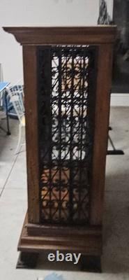 Metal And Wood Vintage Wine Cabinet