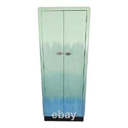 Metal Pantry Cabinet Kitchen Storage Art Deco Hand Painted Vintage Mid-Century