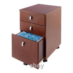 Mezza Mobile 19 FILE cabinet Cherry Chrome Rolling Filing Cabinet 3 Drawer NEW