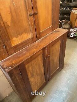 Mid 19th Century Rustic Primitive Farmhouse Cupboard with Wood Peg Construction