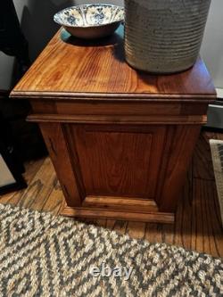 Mid 20th Century Vintage Rustic Pine End Cabinet With Secret Drawer & Doors