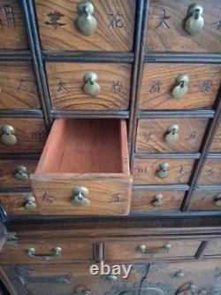 Mid 20th-century Korean 24-drawer apothecary herb chest medicine cabinet 2 pc