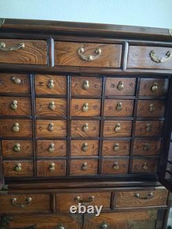 Mid 20th-century Korean 24-drawer apothecary herb chest medicine cabinet 2 pc