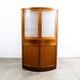 Mid Century Danish Corner Cabinet Bar Liquor Teak Glass Round Locking Denmark
