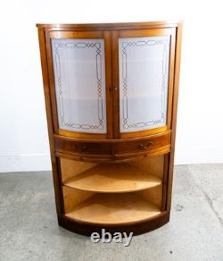 Mid Century Danish Corner Cabinet Bar Liquor Teak Glass Round Locking Denmark