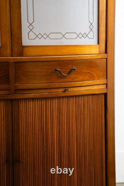 Mid Century Danish Corner Cabinet Bar Liquor Teak Glass Round Locking Denmark