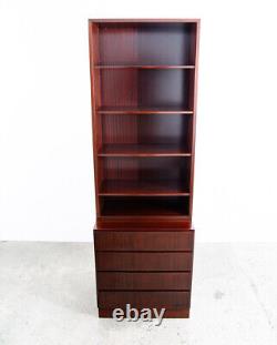 Mid Century Danish Modern Bookshelf Cabinet Mahogany 4 Drawers Omann Jun Vintage