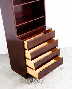 Mid Century Danish Modern Bookshelf Cabinet Mahogany 4 Drawers Omann Jun Vintage