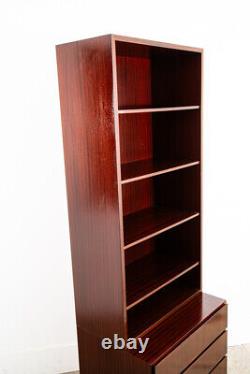 Mid Century Danish Modern Bookshelf Cabinet Mahogany 4 Drawers Omann Jun Vintage