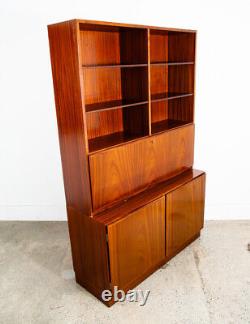 Mid Century Danish Modern Bookshelf Cabinet Mahogany Drawers Omann Jun Drop Leaf