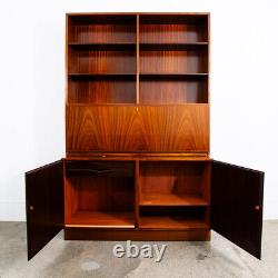 Mid Century Danish Modern Bookshelf Cabinet Mahogany Drawers Omann Jun Drop Leaf