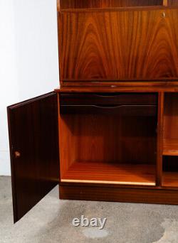 Mid Century Danish Modern Bookshelf Cabinet Mahogany Drawers Omann Jun Drop Leaf