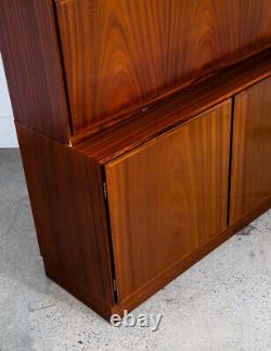 Mid Century Danish Modern Bookshelf Cabinet Mahogany Drawers Omann Jun Drop Leaf