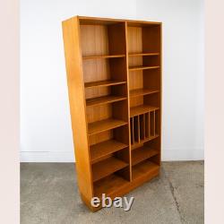 Mid Century Danish Modern Bookshelf Cabinet Modular Blonde Oak LP Storage Mcm