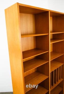 Mid Century Danish Modern Bookshelf Cabinet Modular Blonde Oak LP Storage Mcm
