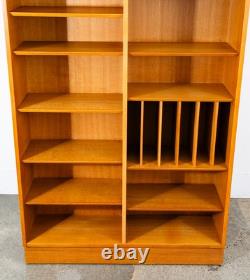Mid Century Danish Modern Bookshelf Cabinet Modular Blonde Oak LP Storage Mcm