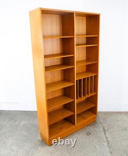 Mid Century Danish Modern Bookshelf Cabinet Modular Blonde Oak LP Storage Mcm