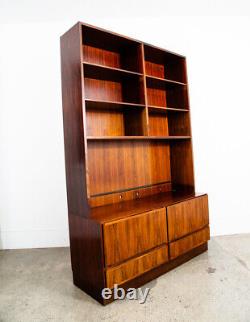 Mid Century Danish Modern Bookshelf Cabinet Rosewood Drawers Omann Jun Drawers