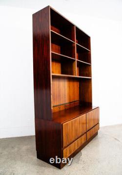 Mid Century Danish Modern Bookshelf Cabinet Rosewood Drawers Omann Jun Drawers