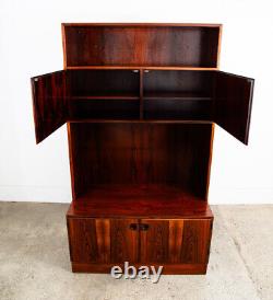 Mid Century Danish Modern Cabinet Storage Rosewood Omann Jun Doors Bookshelf Mcm