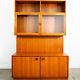 Mid Century Danish Modern Cabinet Wall Unit Hutch Credenza Display Teak Glass