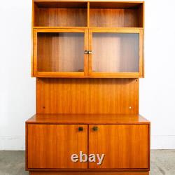 Mid Century Danish Modern Cabinet Wall Unit Hutch Credenza Display Teak Glass