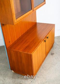 Mid Century Danish Modern Cabinet Wall Unit Hutch Credenza Display Teak Glass