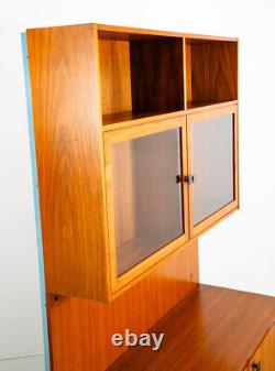 Mid Century Danish Modern Cabinet Wall Unit Hutch Credenza Display Teak Glass