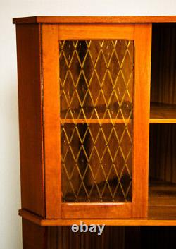 Mid Century Danish Modern Corner Cabinet Teak Wood Bar Denmark Locking Glass Mcm