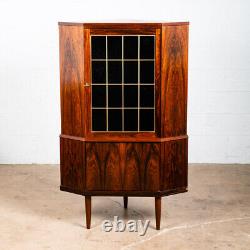 Mid Century Danish Modern Corner Cabinet Unit Brazilian Rosewood Round Front Mcm