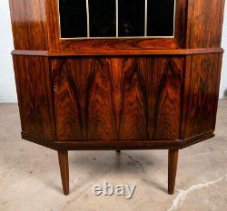 Mid Century Danish Modern Corner Cabinet Unit Brazilian Rosewood Round Front Mcm