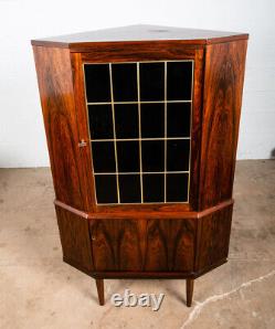 Mid Century Danish Modern Corner Cabinet Unit Brazilian Rosewood Round Front Mcm