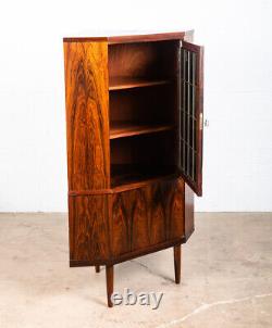 Mid Century Danish Modern Corner Cabinet Unit Brazilian Rosewood Round Front Mcm