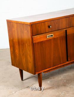 Mid Century Danish Modern Credenza Dresser Walnut 3 Drawer American Danish Mcm