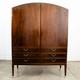 Mid Century Danish Modern Credenza Highboard Cabinet Walnut Arched Door 6 Drawer