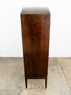 Mid Century Danish Modern Credenza Highboard Cabinet Walnut Arched Door 6 drawer