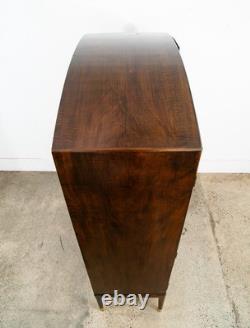 Mid Century Danish Modern Credenza Highboard Cabinet Walnut Arched Door 6 drawer