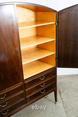 Mid Century Danish Modern Credenza Highboard Cabinet Walnut Arched Door 6 drawer