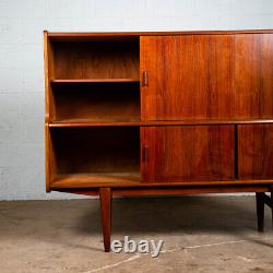 Mid Century Danish Modern Credenza Highboard Teak Sliding Doors Bar Mobler Mcm