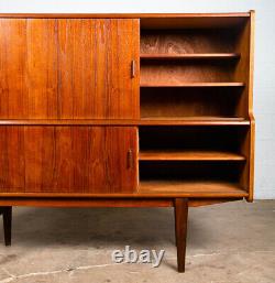 Mid Century Danish Modern Credenza Highboard Teak Sliding Doors Bar Mobler Mcm