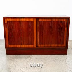 Mid Century Danish Modern Credenza Media Cabinet Rosewood Denmark Sliding Doors