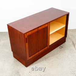Mid Century Danish Modern Credenza Media Cabinet Rosewood Denmark Sliding Doors