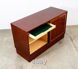 Mid Century Danish Modern Credenza Media Cabinet Rosewood Denmark Sliding Doors