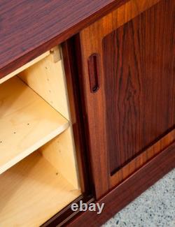 Mid Century Danish Modern Credenza Media Cabinet Rosewood Denmark Sliding Doors