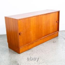 Mid Century Danish Modern Credenza Sideboard Sliding Doors Teak Denmark Mcm