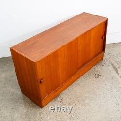 Mid Century Danish Modern Credenza Sideboard Sliding Doors Teak Denmark Mcm