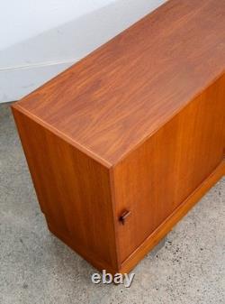 Mid Century Danish Modern Credenza Sideboard Sliding Doors Teak Denmark Mcm