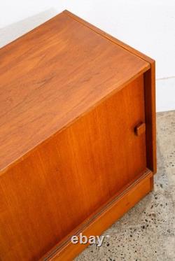 Mid Century Danish Modern Credenza Sideboard Sliding Doors Teak Denmark Mcm